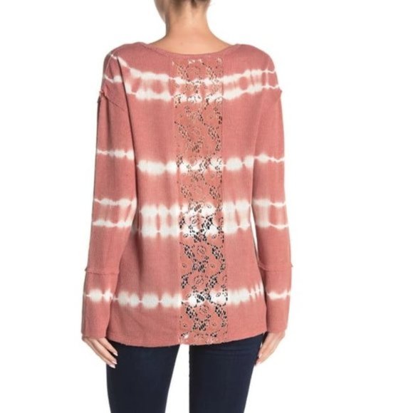 C&C California Tie Dye Stripe Lace Panel T-shirt - Picture 2 of 9